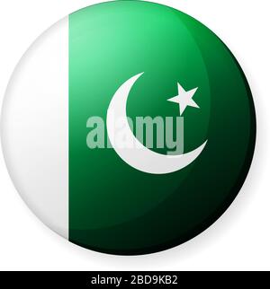 Circular country flag icon illustration ( button badge ) / Pakistan Stock Vector