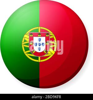 Circular country flag icon illustration ( button badge ) / Portugal Stock Vector