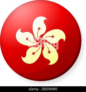 Circular country flag icon illustration ( button badge ) / Hong kong Stock Vector