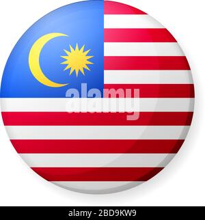 Circular country flag icon illustration ( button badge ) / Malaysia Stock Vector