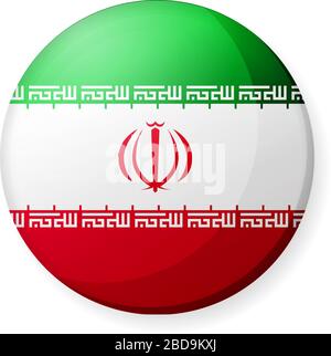 Circular country flag icon illustration ( button badge ) / Iran Stock Vector