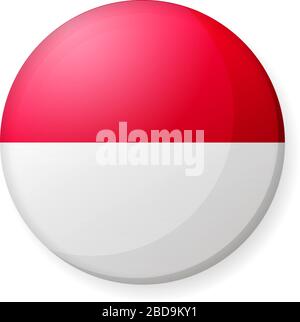 Circular country flag icon illustration ( button badge ) / Indonesia Stock Vector