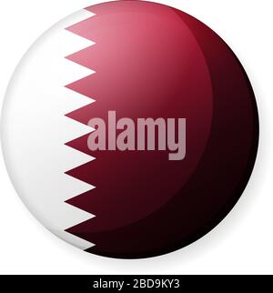 Circular country flag icon illustration ( button badge ) / Qatar Stock Vector