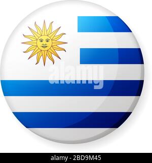 Circular country flag icon illustration ( button badge ) / Uruguay Stock Vector