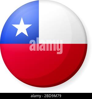 Circular country flag icon illustration ( button badge ) / Chile Stock Vector