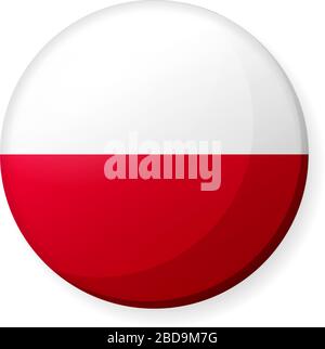 Circular country flag icon illustration ( button badge ) / Poland Stock Vector