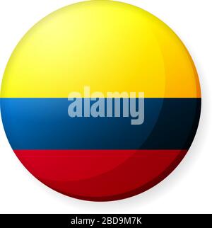 Circular country flag icon illustration ( button badge ) / Colombia Stock Vector