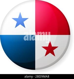Circular country flag icon illustration ( button badge ) / Panama Stock Vector