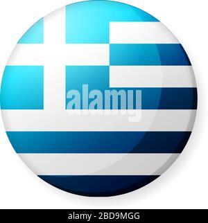 Circular country flag icon illustration ( button badge ) / Greece Stock Vector