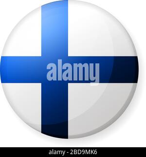 Circular country flag icon illustration ( button badge ) / Finland Stock Vector