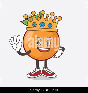 An illustration of Clementine Orange Fruit cartoon mascot character stylized of King on cartoon mascot design Stock Photo