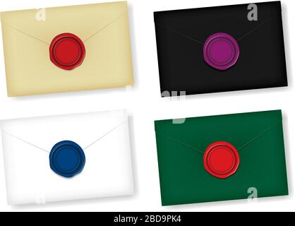 Letter and sealing wax vector illustration / Design space in the center of the wax Stock Vector