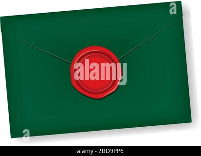 Letter and sealing wax vector illustration / Design space in the center of the wax Stock Vector