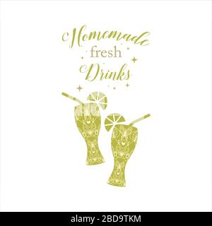 Two modern glasses with delicious cold beer for party. Vector Stock Vector