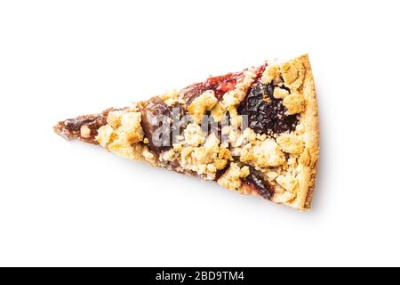 Sweet plum pie. Piece of pie isolated on white background. Stock Photo