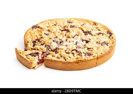 Sweet plum pie isolated on white background. Stock Photo