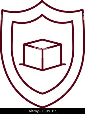 shield with box icon over white background, block style, vector ...