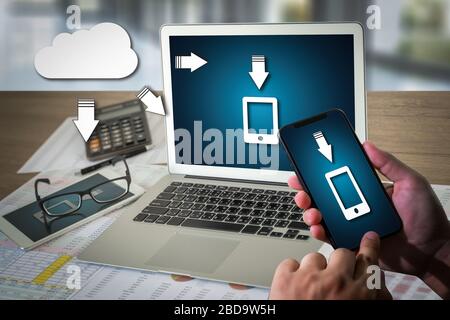 LIVE STREAMING Backup Download Computing Digital Data transferring , STREAMING Download Backup Stock Photo