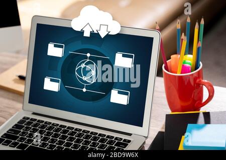 load Backup LIVE STREAMING Backup Download Computing Digital Data transferring , STREAMING Download Stock Photo