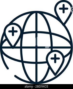 sphere planet with pins location vector illustration design Stock ...