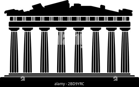 Parthenon temple - Greece / World famous buildings monochrome vector illustration. Stock Vector