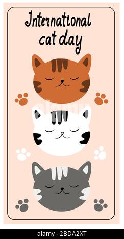 CUTE KITTEN vector print, baby postcard. greeting cards, baby birthday cards poster or banner stickers Stock Vector