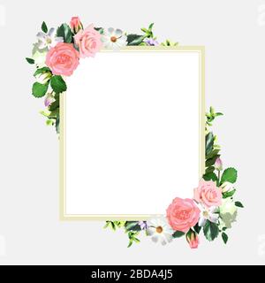 Floral square wreath frame template Stock Photo