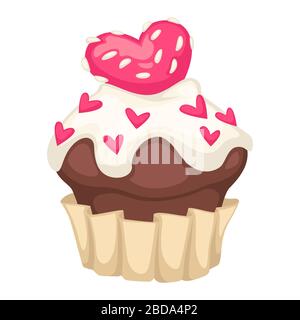 Cupcake dessert with chocolate and crumbs for valentines day Stock Vector