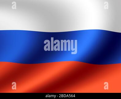 Isolated Russian Flag Waving 3d Realistic Fabric Stock Photo - Download  Image Now - 1991, Asia, Blue - iStock