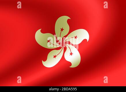 Waving national flag illustration (Hong kong) Stock Photo