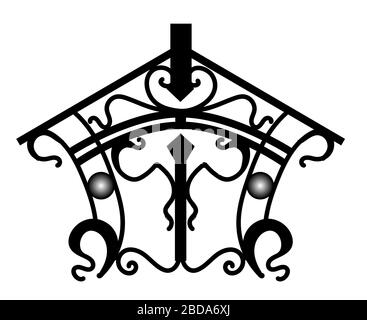 Interior and exterior design. Forged items. The fence is metal. Artistic forging.. Stock Vector