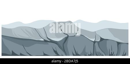 Gloomy panoramic landscape with rocks and mountains vector Stock Vector