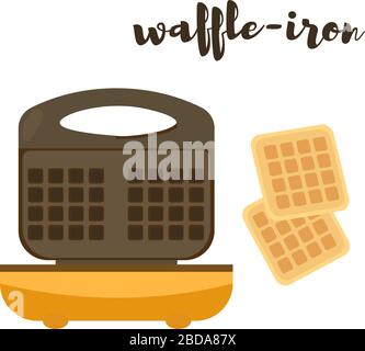waffle-iron for making Belgian waffles. Vector illustration. Isolate on white background Stock Vector