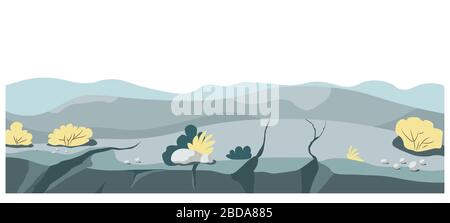 Landscape with stones and mountains in distant nature Stock Vector