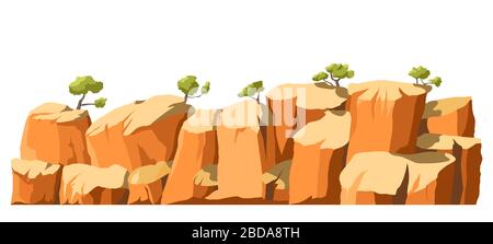 Landscape with cliffs and trees, panoramic scenery vector Stock Vector