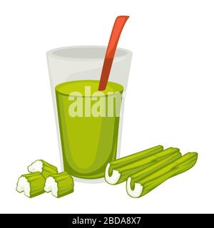 Smoothie made of celery, glass with useful beverage Stock Vector