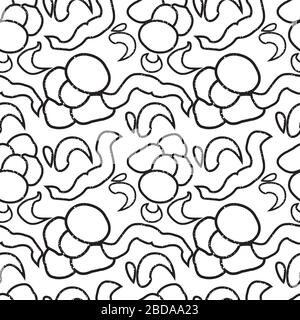 Black and white vector background with curvy ornament. Seamless texture Stock Vector