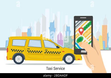 Mobile taxi order - best service Stock Vector