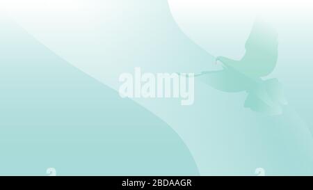 Vector light-blue blurry background. Wavy diagonal background with a dove Stock Vector