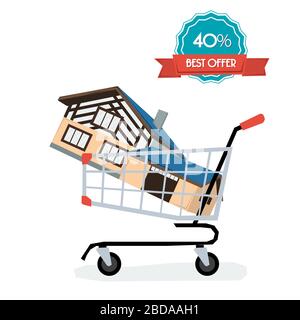 Home in the shop basket Stock Vector