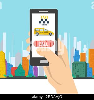 Mobile Call to Taxi Service Stock Vector
