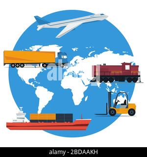 Vector round concept logistics transportation Stock Vector