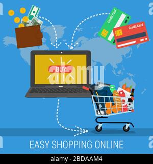 Banner - easy methods online shopping Stock Vector