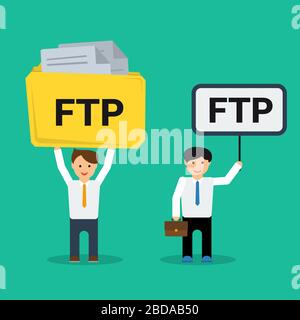 Flat businessmen with FTP sign Stock Vector