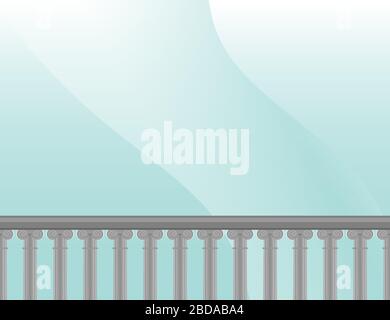 Realistic vector ancient balcony border on a sky background Stock Vector