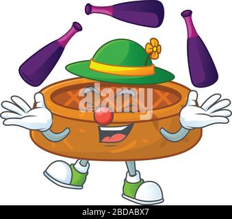 mascot cartoon style of peanut cookies playing Juggling on stage Stock Vector