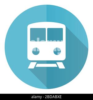 Railway blue round flat design vector icon isolated on white background, train, subway, transportation illustration in eps 10 Stock Vector