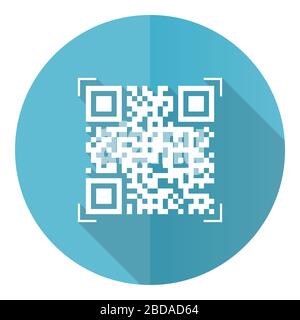 Qr code blue round flat design vector icon isolated on white background, shopping illustration in eps 10 Stock Vector