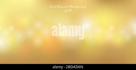 Gold lights bokeh effect blurred premium background luxury style. Golden glowing blur defocused backdrop. Vector illustration Stock Vector