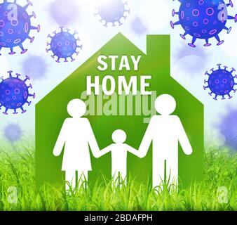 Stay safe, stay inside home. Save planet from COVID-19 coronavirus. Quarantine precaution to stay safe. Vector illustration Stock Vector